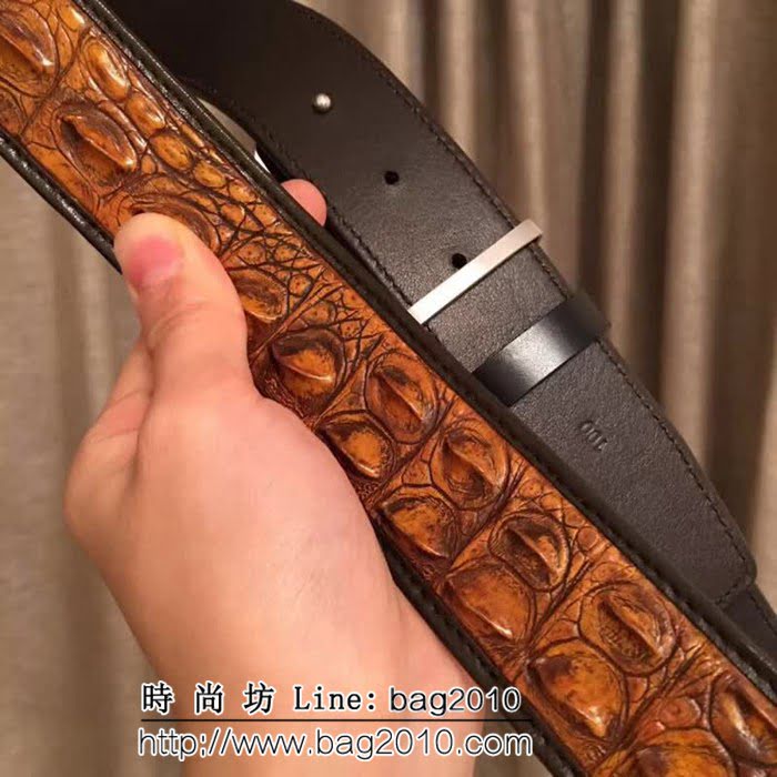 路易威登LV Louis Vuitton純手工美洲鱷魚骨皮 海外專櫃新款 高端男士皮帶 LHG1162